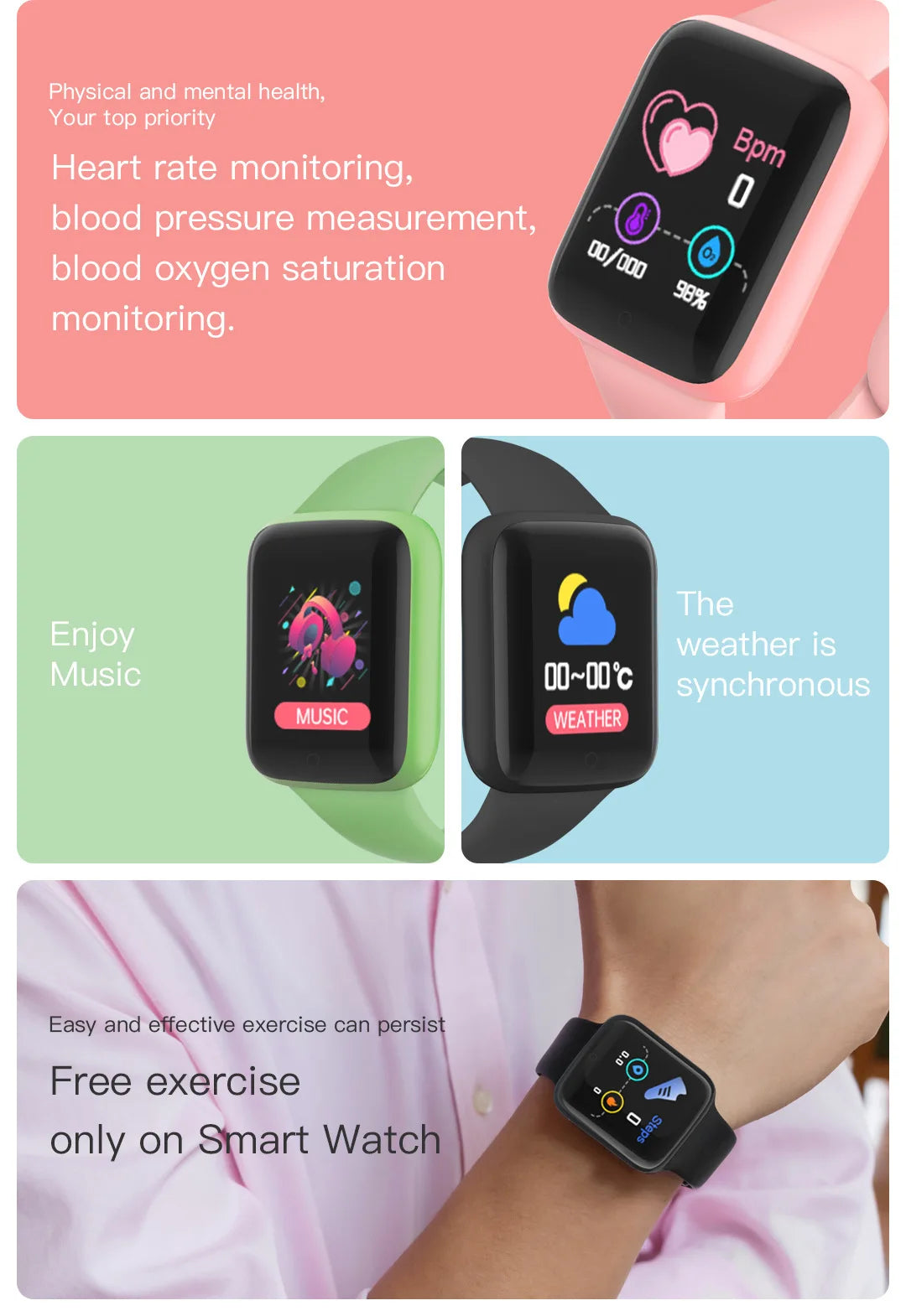 Stay Healthy with the D20S Pro Smartwatch – Monitors Blood Pressure and Heart Rate