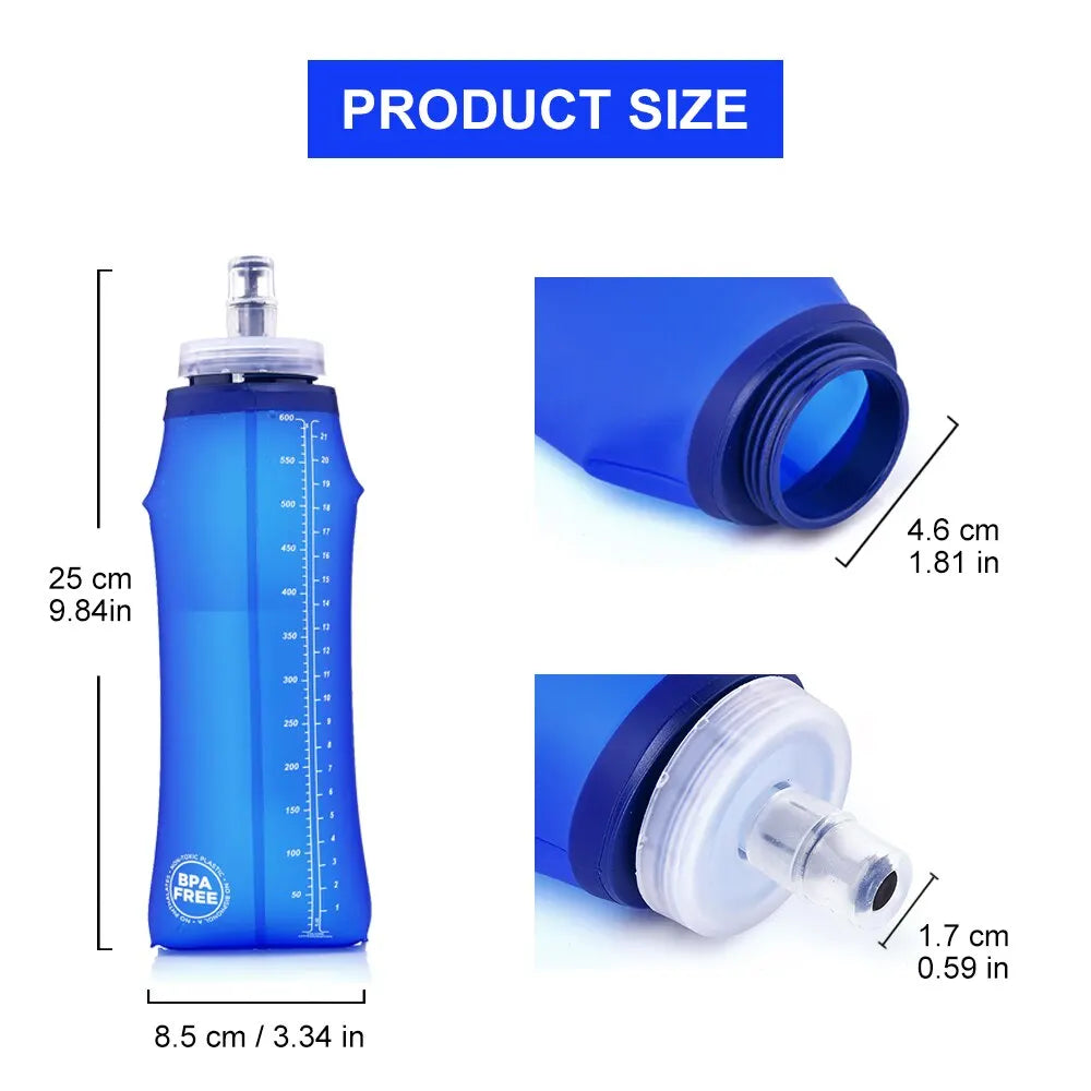 600ml Soft Water Bottle - BPA-Free, Foldable and Lightweight