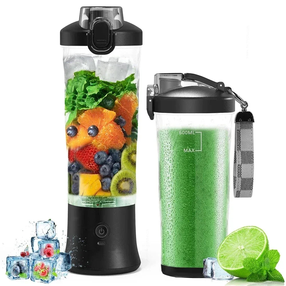 Portable Blender Mixer – 600ML Electric Juicer with 6 Blades - Blend Anywhere!