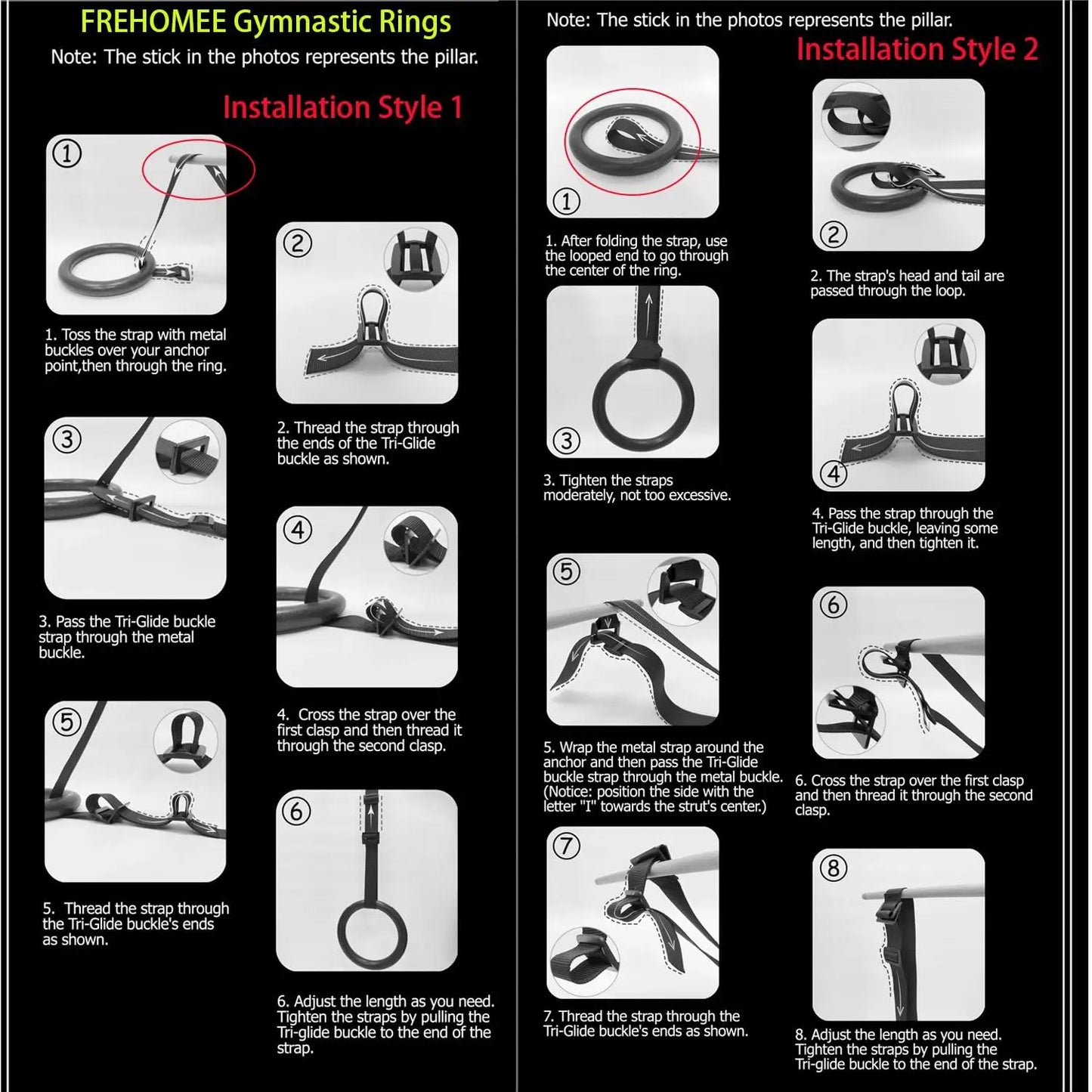 Heavy-Duty Gymnastic Rings – 1000lbs Capacity with Adjustable Straps