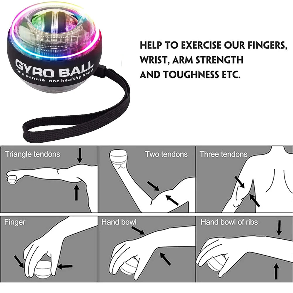 LED Wrist Gyro Ball – Auto-Start / Forearm, Hand and Wrist Strengthener