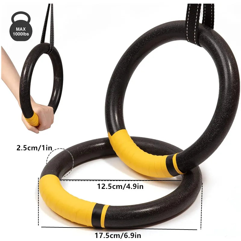 Heavy-Duty Gymnastic Rings – 1000lbs Capacity with Adjustable Straps