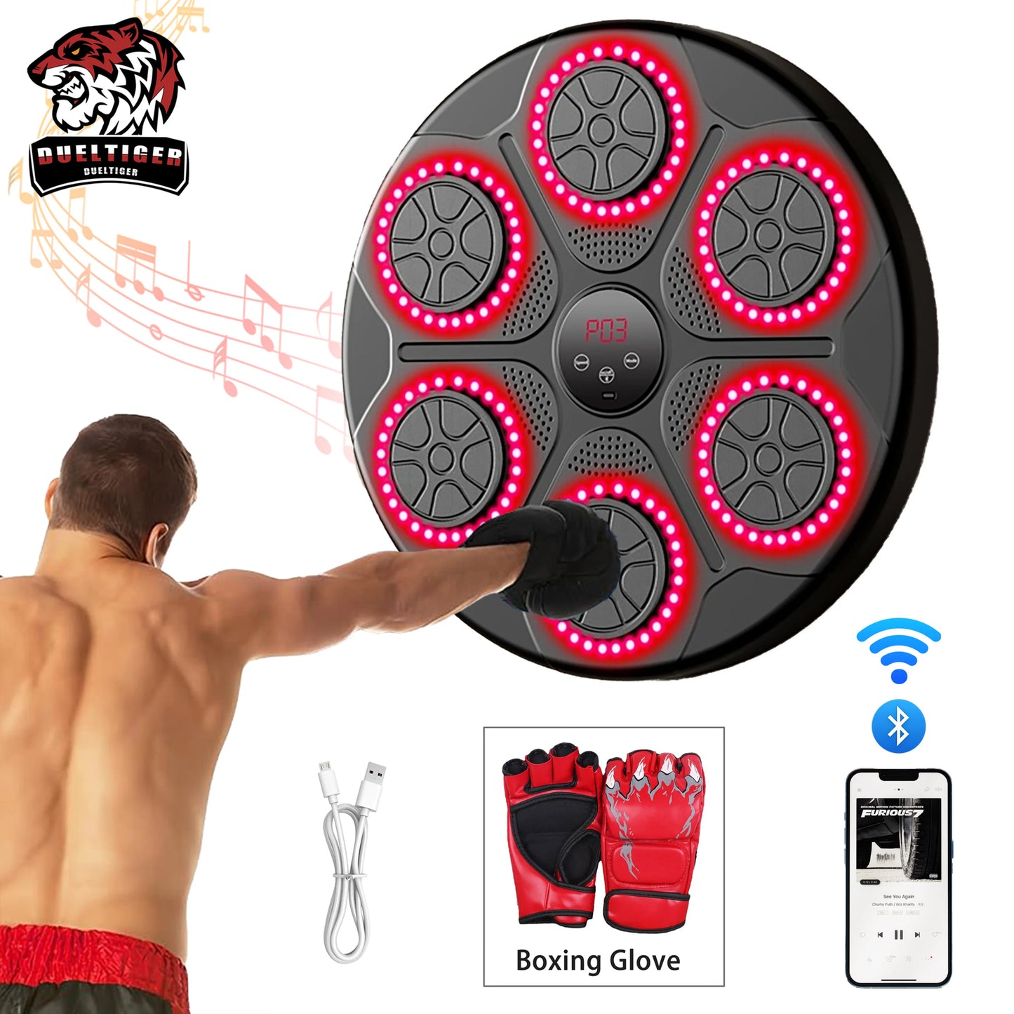 Smart Bluetooth Music Boxing Machine for Home Fitness